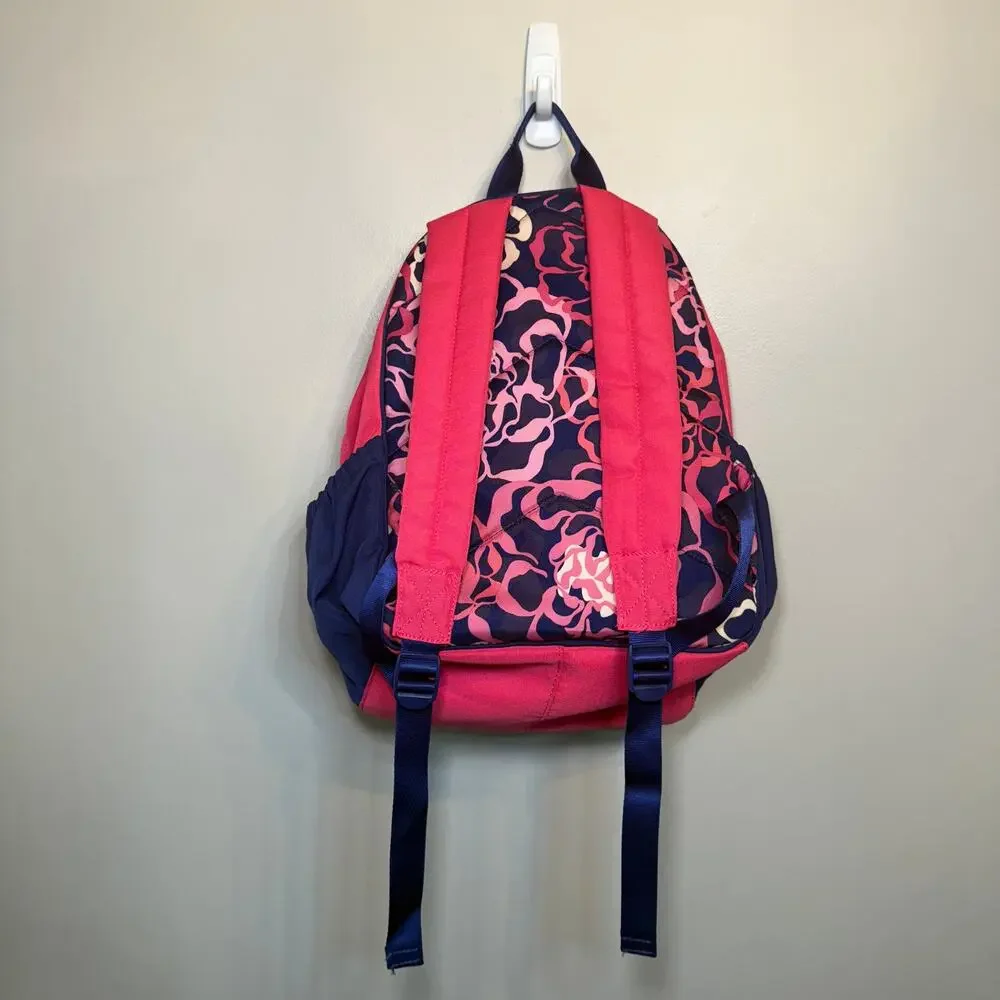 Vera Bradley Lighten Up Floral Flowers Backpack Book Bag Pink Navy Blue
